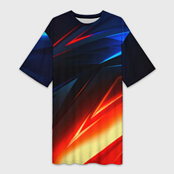 Женская длинная футболка Geometry stripes neon steel