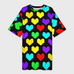 Женская длинная футболка Undertale heart pattern