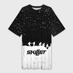 Женская длинная футболка Skillet rock music band