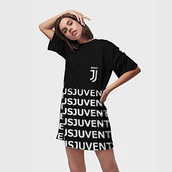 Футболка женская длинная Juventus pattern fc club steel, цвет: 3D-принт — фото 2