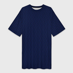 Женская длинная футболка Тёмно-синий волнистые линии