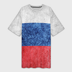 Женская длинная футболка Флаг России разноцветный
