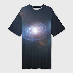 Футболка женская длинная Спиральная галактика, цвет: 3D-принт