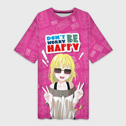 Женская длинная футболка Позитивная девочка в стиле манга