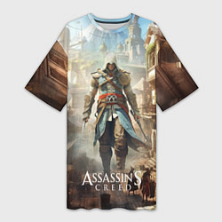 Женская длинная футболка Assassins creed старый город
