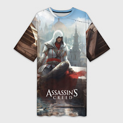 Женская длинная футболка Assassins creed poster game