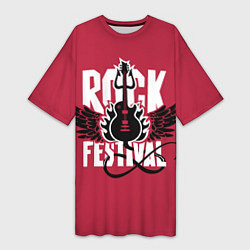 Женская длинная футболка Рок фестиваль - гитара