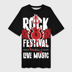 Женская длинная футболка Rock festival - live music