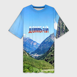 Женская длинная футболка Домбай в цветах флага России