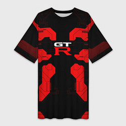 Женская длинная футболка Nissan GTR - Cyber red