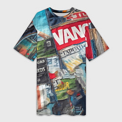 Женская длинная футболка Vanguard collage - ai art patchwork