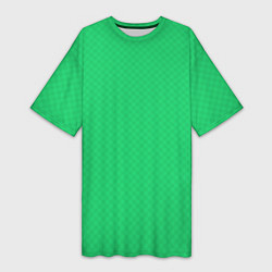 Женская длинная футболка Яркий зелёный текстурированный в мелкий квадрат