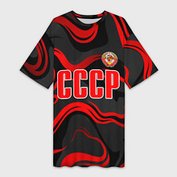 Женская длинная футболка СССР - red stripes