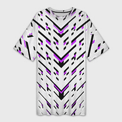 Женская длинная футболка Black and purple stripes on a white background