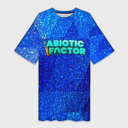 Женская длинная футболка Abiotic Factor logo blue neon