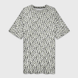 Футболка женская длинная Чёрно-оливковый пёстрый, цвет: 3D-принт