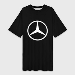 Футболка женская длинная Mercedes benz logo white, цвет: 3D-принт