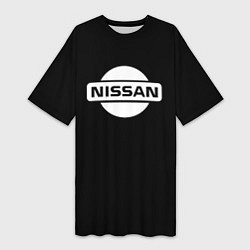 Футболка женская длинная Nissan logo white, цвет: 3D-принт