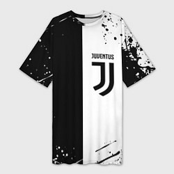 Футболка женская длинная Juventus краски текстура спорт, цвет: 3D-принт