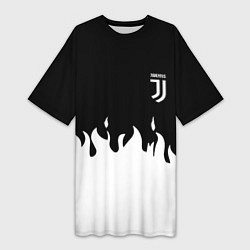 Футболка женская длинная Juventus fire, цвет: 3D-принт