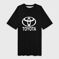 Футболка женская длинная Toyota white logo, цвет: 3D-принт