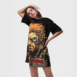 Футболка женская длинная Веном Снейк Metal gear game, цвет: 3D-принт — фото 2