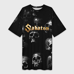 Женская длинная футболка Sabaton - logo rock group