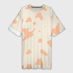 Футболка женская длинная Бежевый пятнистый паттерн, цвет: 3D-принт