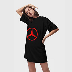 Футболка женская длинная Mercedes logo red, цвет: 3D-принт — фото 2