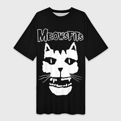 Футболка женская длинная Misfits - Meowsfits, цвет: 3D-принт