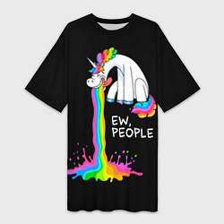 Женская длинная футболка Единорог не любит людей