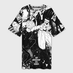 Женская длинная футболка Годжо против Сукуны - Магическая битва