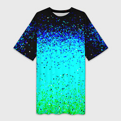 Женская длинная футболка Пикселизация неоновых цветов