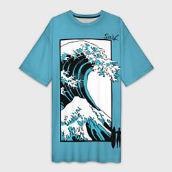 Женская длинная футболка Большая волна в Канагаве - серфинг
