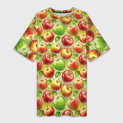 Женская длинная футболка Натуральные яблоки паттерн