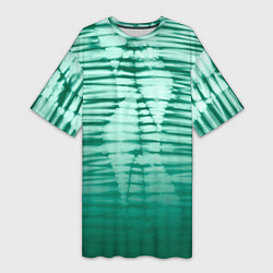 Женская длинная футболка Tie-dye green stripes