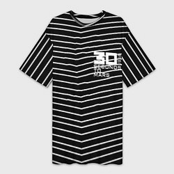 Футболка женская длинная Thirty Seconds to Mars pattern optic, цвет: 3D-принт