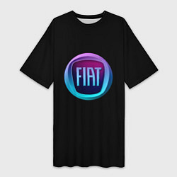 Футболка женская длинная FIAT logo neon, цвет: 3D-принт