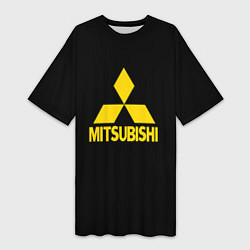 Женская длинная футболка Mitsubishi logo yelow