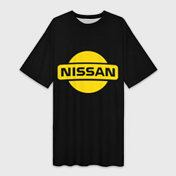 Футболка женская длинная Nissan yellow logo, цвет: 3D-принт