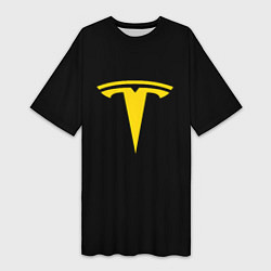 Футболка женская длинная Tesla yellow, цвет: 3D-принт