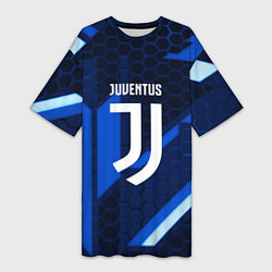 Футболка женская длинная Juventus sport geometry steel, цвет: 3D-принт