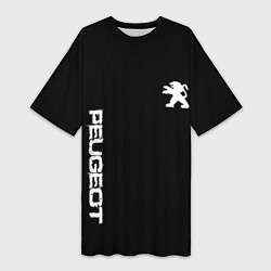 Футболка женская длинная Peugeot logo white, цвет: 3D-принт