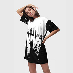 Футболка женская длинная Dead by daylight horror краски, цвет: 3D-принт — фото 2