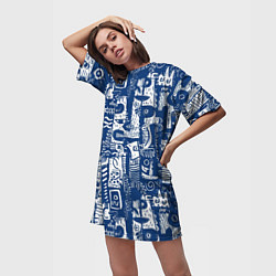 Футболка женская длинная Маски туземные абстракция, цвет: 3D-принт — фото 2