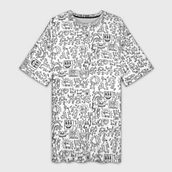 Женская длинная футболка Человечки и пришельцы