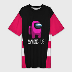 Футболка женская длинная Among us geometry pink, цвет: 3D-принт