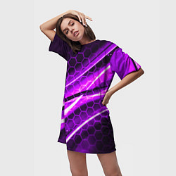 Футболка женская длинная Неоновая броня текстура, цвет: 3D-принт — фото 2