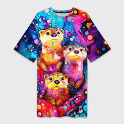 Женская длинная футболка Три выдры