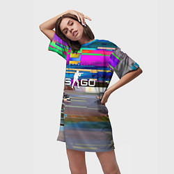 Футболка женская длинная CSGO текстура скин, цвет: 3D-принт — фото 2